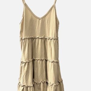ZARA Beige 3 Tiered Babydoll Sundress | Flowy Summer Dress